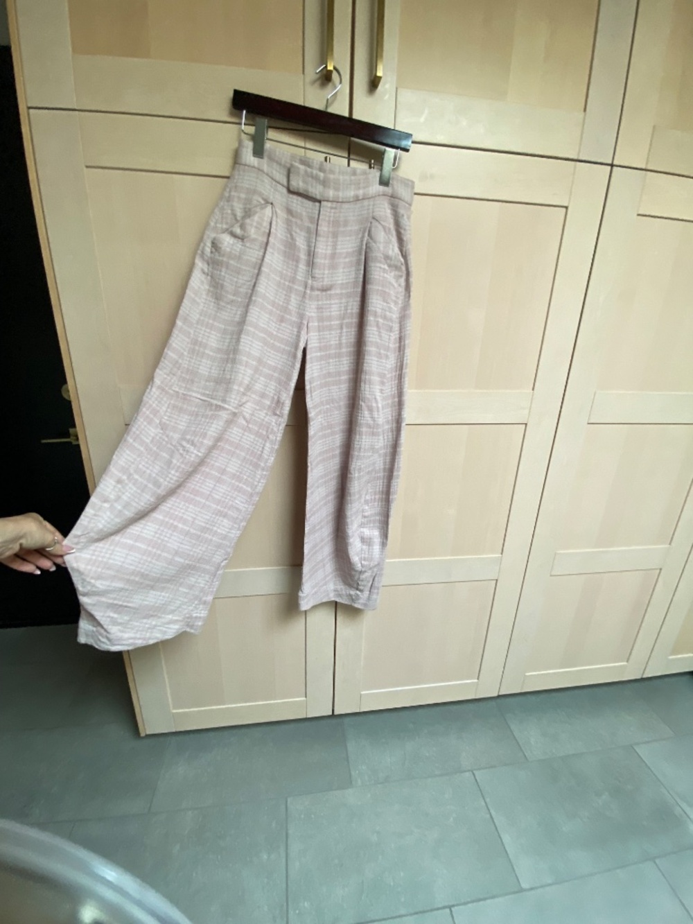 Free People Pink and Cream wide leg pants Size 4